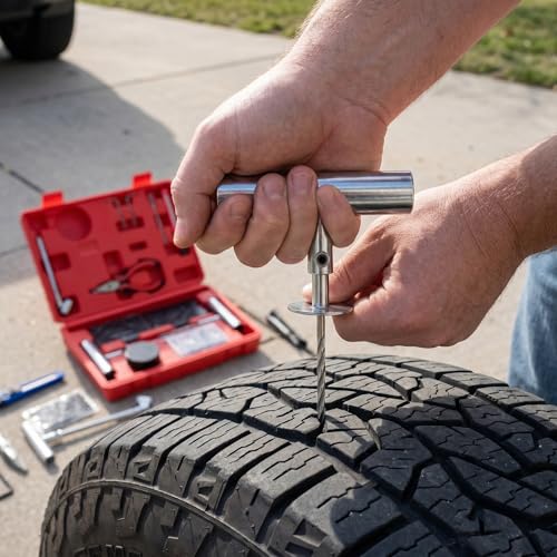 Tire Plug Kit - 68pcs Heavy Duty Tire Repair Kit, Universal Tire Repair Tools to Fix Punctures and Plug Flats Patch Kit for car Motorcycle, Truck, ARB，ATV, Tractor, RV, SUV, Trailer
