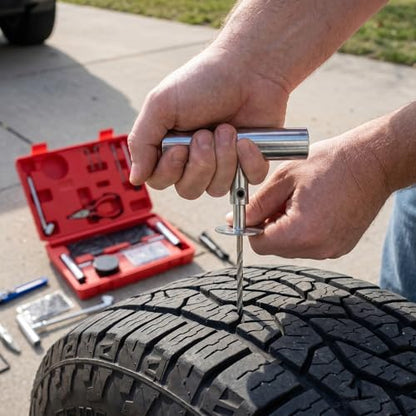 Tire Plug Kit - 68pcs Heavy Duty Tire Repair Kit, Universal Tire Repair Tools to Fix Punctures and Plug Flats Patch Kit for car Motorcycle, Truck, ARB，ATV, Tractor, RV, SUV, Trailer