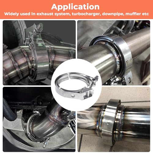 1.75 Inch Quick Release V Band Clamp 304 Stainless Steel, Exhaust V band Clamp for Downpipes - color: V Band Clamp, size: 1.75inch