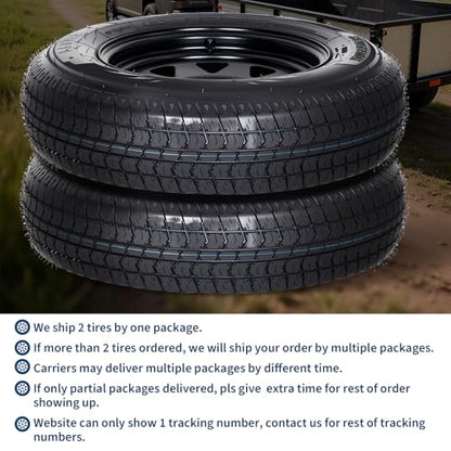 GarveeTech 2-Pack Trailer Tire On Rim ST205/75D15 Trailer Tires and Wheels 5 Lug on 4.5 in PCD Trailer Tires with 15 in Rims Load Range C 6PR Black - size: ST205/75D15