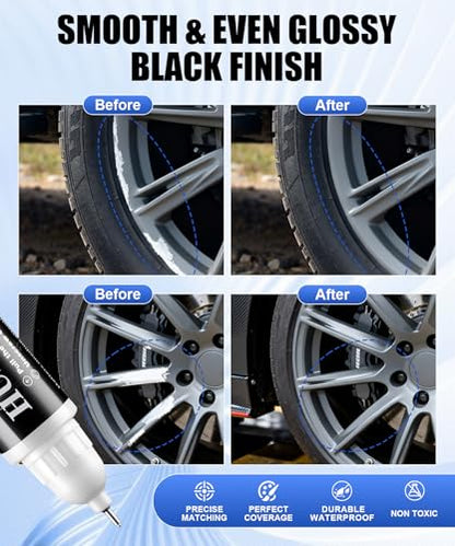 Amiss Full Matte Gray Rim Repair Kit, Wheel Paint and Rim Paint Touch Up Pen for Curb Rash, Universal Alloy Wheel Scratch Repair for Scratches and Scuffs, Car Accessories (Full Matte Gray) - color: Full Matte Gray