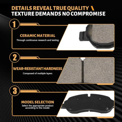 D1774 Front Ceramic Brake Pads Kit Fit For Ford Transit-150 2015-2021, For Transit-250 2015-2021, For Transit-350 2015-2024 - style: HZ1774