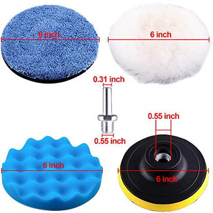 SIQUK 16 Pieces Buffing Pads 6 Inch Car Polishing Pad Kit Foam Polish Pads - size: 6 Inch