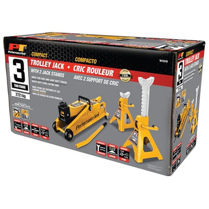 Performance Tool W1619 3 Ton Trolley Floor Jack and Jack Stands Set - style: Industrial