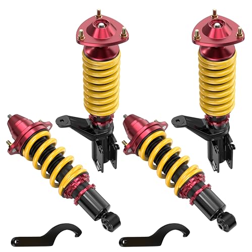 KUIPERAUTO Lowering Coilovers Struts Compatible for 2002-2006 Acura RSX DC5 Front+Rear Shocks Adjustable Height Suspension Coil Spring Strut (Only for Coupe 2.0L) (Set of 4)(Yellow) - size: 2002-2006 Acura RSX DC5