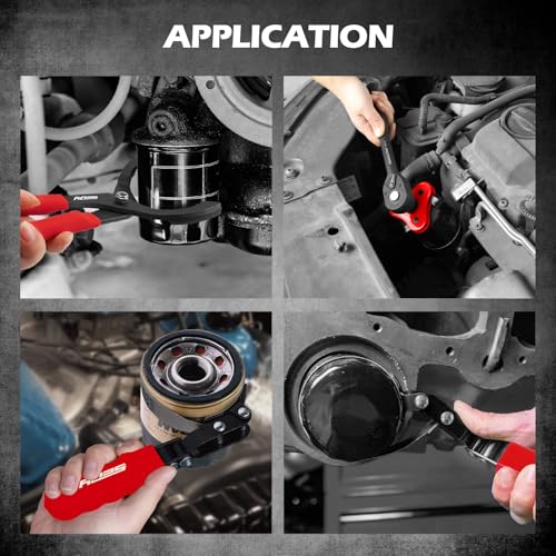 10-Piece Oil Filter Wrench Set 2-3/8"to 4-3/4", 12-Inch Adjustable Oil Filter Plier, Universal 3-Jaw Oil Filter Wrench, 1/2"Quick Release Ratchet Handle, 1/2"-3/8" Adapter, Towel in Storage Case - style: New Version