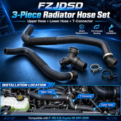 FZJDSD 3Pcs Radiator Hose Set for F-150 5.0L 2011-2020 CL3Z-8260-A