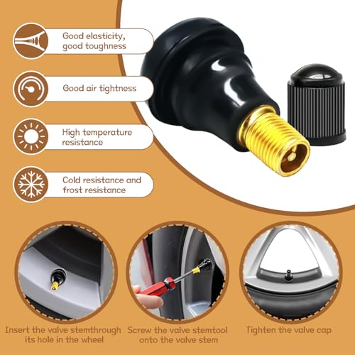 20PCS TR412 Tubeless Valve Stem - Black Standard Length Rubber Snap Replacement for Automotive Rim Holes and Standard Vehicle Tires DD008-412 - size: TR412