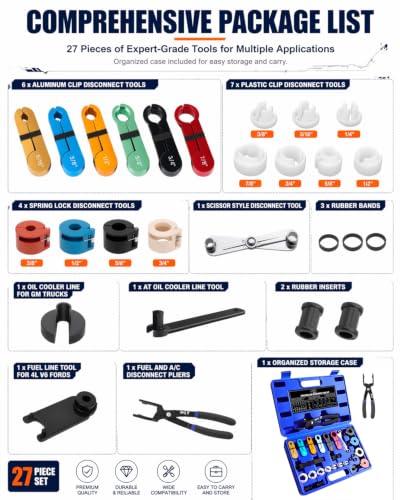 SGT 27pcs Fuel Line Disconnect Tool Set with Fuel and AC Disconnect Pliers - color: BLUE