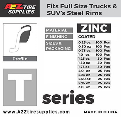 T Series Hammer on ZINC Wheel Weights Coated (2.75oz) Box of 25pcs - size: 2.75oz