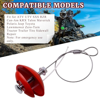 Sidewall Tire Repair Kit Portable Side Wall Slug Emergency Repair Tool Compatible with ATV SXS Can-Am Jeep Tractor Polaris RZR Trailer Lawnmower Less Than 1.5 Inches Side Tear Length Patch