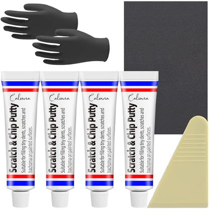 Calvana (4-Pack 20g Car Body Filler Repair Kit, Automotive Putty Scratch Filler, Quick-Drying Formula for Minor Touch-ups, Ideal for Car Paint Scratch Removal and Rust, Includes Repair Tools - size: 4Pack
