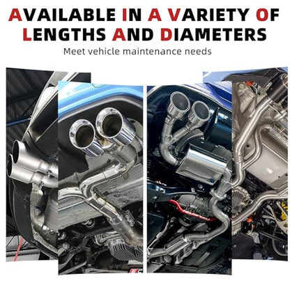 LCGP 3 Inch Straight Exhaust Pipe, 3" Stainless Steel Straight Muffler Replacement Pipe, 40" Length Mandrel Exhaust Tube with Two Lap Joint Band Clamps(New Version) - size: 3 Inch