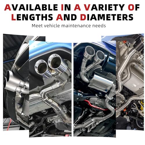 LCGP 5 Inch Straight Exhaust Pipe, 5" Stainless Steel Straight Muffler Replacement Pipe, 40" Length Mandrel Exhaust Tube with Two Lap Joint Band Clamps(New Version) - size: 5 Inch