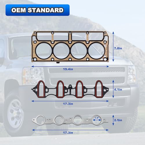 5.3 4.8 MLS Full Cylinder Head Engine Gasket Kit Compatible with 2002-2011 Chevy Silverado Tahoe Avalanche Express Suburban, GMC Sierra Savana Yukon, Buick Escalade 4.8L 5.3L V8