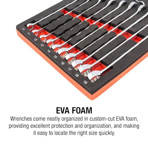 Sunex 9911M 13 Pc. V-Groove Metric Wrench Set in EVA Foam 7mm-19mm - size: 13 Pc. Metric Wrench Set