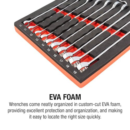 Sunex 9911M 13 Pc. V-Groove Metric Wrench Set in EVA Foam 7mm-19mm - size: 13 Pc. Metric Wrench Set