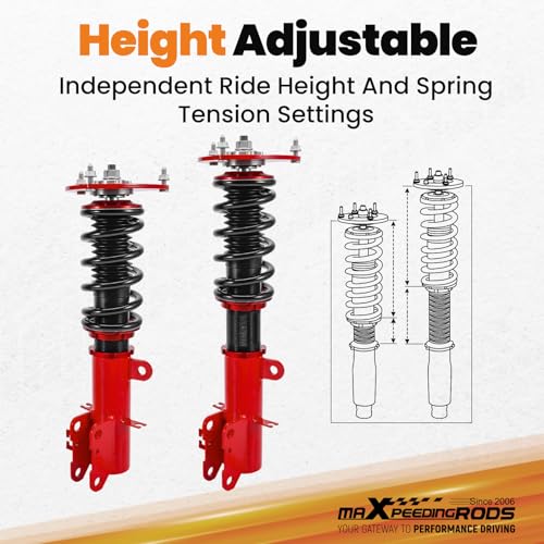 maXpeedingrods Coilovers for Nissan Altima Sedan L32 2007-2012, Altima Coupe D32 2008-2013, for Nissan Maxima Sedan A35 2009-2014, Height Adjustable Coilover Suspension Lowering Kit Red