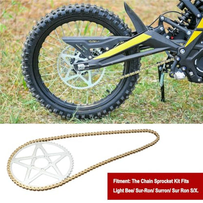 58T Sprocket + 420H Chain 112 Links + 8 Connecting Master Links Non O-Ring Heavy Duty Drive Chain MX/SX Racing for Surron Sur-Ron Sur Ron Light Bee Motorcycle Bicycle Go Kart Mini Trail Bike