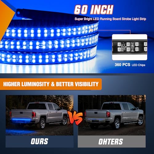 Nilight 60 Inch 360 LED Tailgate Strobe Light Strip Blue - color: 60" Tailgate Strobe Blue