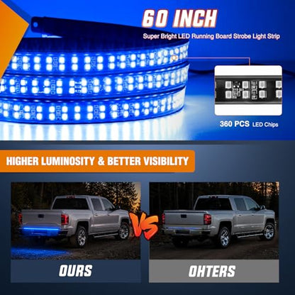 Nilight 60 Inch 360 LED Tailgate Strobe Light Strip Blue - color: 60" Tailgate Strobe Blue