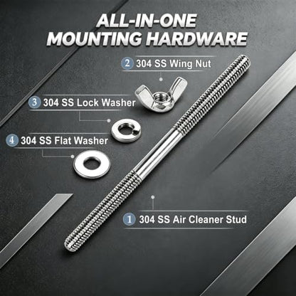 Air Cleaner Stud Kit,18-8 Stainless Steel,Air Cleaner Mounting Bolt,6 inch - size: 6 Inch