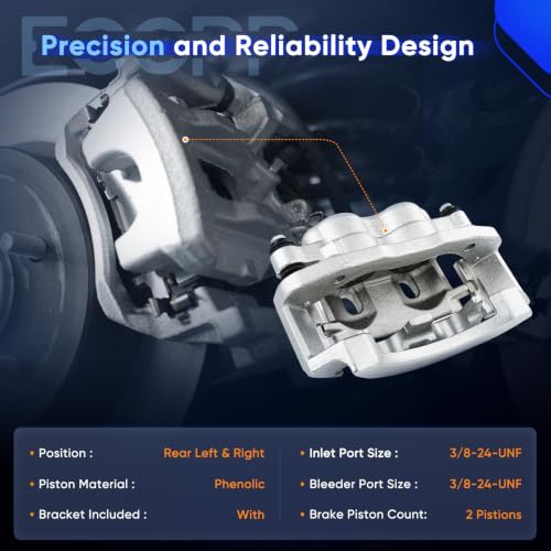 ECCPP 18B4749 18B4748 Rear Left & Right Brake Calipers w/Bracket - size: Rear[18B4749 18B4748]