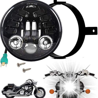 Eagle Lights 5.75 inch LED Motorcycle Headlight Kit with Integrated Turn Signals for VTX with Bracket and Hardware - Plug and Play fits 2002-2008 VTX 1800, VTX 1300 - color: LED Headlight and Turn Signals