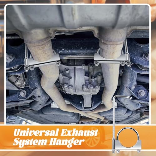 2 Pcs 2.5 Inch Universal Exhaust Clamp with Hanger - size: 2.5 Inch