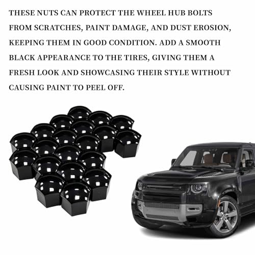 21mm Lug Nut Covers 20PCS Black Lug Nut Caps, Hexagonal Wheel Bolt Caps with Removal Tool, Dustproof & Rustproof Tire Hub Screw Protector, Universal Car Exterior Accessories for Most Cars - size: 21MM