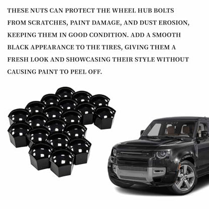 21mm Lug Nut Covers 20PCS Black Lug Nut Caps, Hexagonal Wheel Bolt Caps with Removal Tool, Dustproof & Rustproof Tire Hub Screw Protector, Universal Car Exterior Accessories for Most Cars - size: 21MM