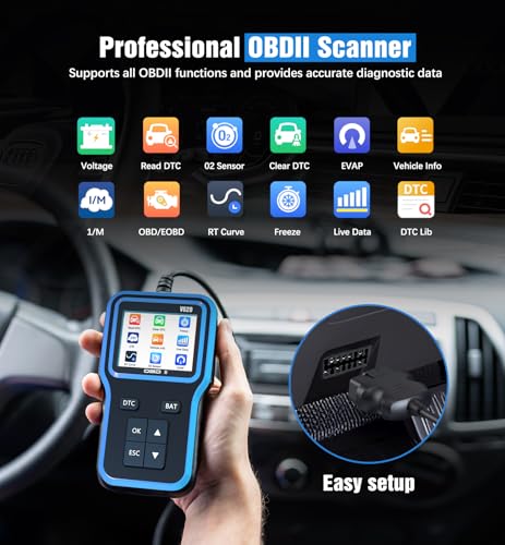 OBD2 Scanner & Battery Tester, Car Diagnostic Tool for Check Engine Light - color: blue