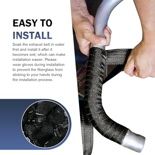 Car Exhaust Heat Wrap, 196" Motorcycle Fiberglass Heat Resistant Fabric Shield Tape, Fiber Heat Insulation Tape, Universal Cuttable Protective Modification (Black)