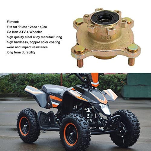 Wheel Rim Hub Assembly 4 Stud Brake Wheel Rim Front Disc Steel Alloy Wheel Rim Hub for Go Kart ATV 4 Wheeler