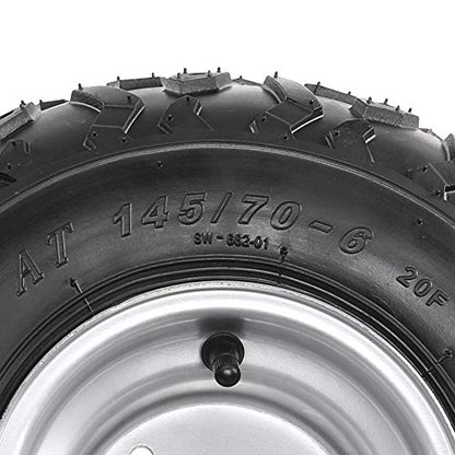 Set Of 4 ATV Go Kart Tires 145/70-6 With 6 inch Wheels Rims - size: 4 pcs