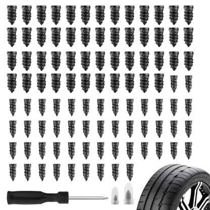 100PCS Car Tire Plug Kit,Practical Tire Screw Plug Repair Kit with Screwdriver/Tires Repair Rubber Nail for Quick Repairs,Essential Car Accessories Tires Repairs Screws - color: 100PCS