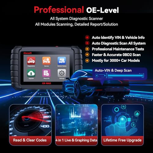 iCarsoft CR MAX 2026 Version Bidirectional Scan Tools Dealer-Level Full System Diagnosis Up to 50 Services All Active Test Lifetime Free Update OBD2 Scanner Diagnostic Tool ECU Coding CAN FD