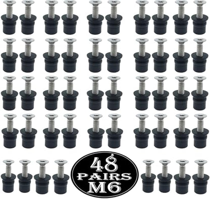 48 Pairs M6 Neoprene Rubber Well Nuts for Kayak with Brass Inserts - size: 48 Pairs 6mm Neoprene Well Nuts