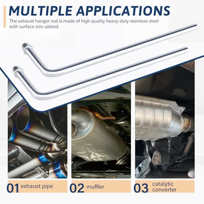 Universal Stainless Steel Exhaust Hanger Rod Weld on-9.5"Long 90 Degree Bent(4 PACK) - size: 4 PCS