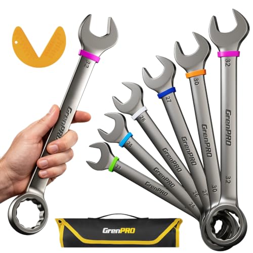GRENPRO 23-32MM Large Metric Wrench Set, Combination Open End Wrench Sets - style: Metric Nickel Wrench Set Large