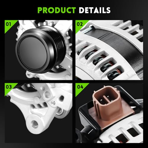 11385N Alternator 1.8L L4 Replacement for Toyota Corolla 2009-2010, Matrix 09-10, Pontiac Vibe 09-10, Scion xD 08-14, 12897, 1042102800, 0986CR6103, AL3370X, 6-Groove Clutch Pulley, 100 Amp - size: 11385N