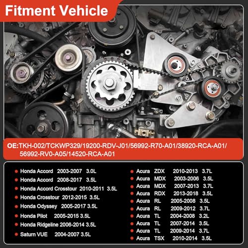 Timing Belt Kit with Water Pump Compatible with 2003-2018 Honda Accord - size: ZSD-001