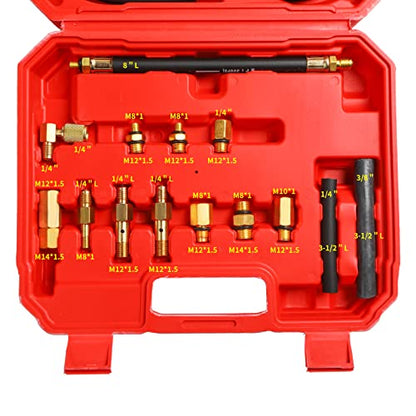 Yonligonju TU-114 Auto Fuel Pressure Gauge Tester Kit Gasoline Pressure MetersAutomobile Instrument Testing Tool (Red) - color: Red