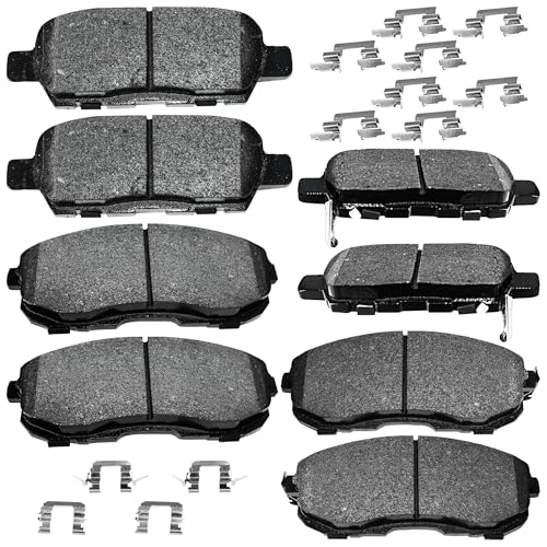 Brake Pads Front and Rear Compatible with Infiniti G35, Nissan 350Z, Nissan Altima Juke Sentra Automotive Replacement Brake Pads Semi-Metallic P815A P905 - style: P815A & P905
