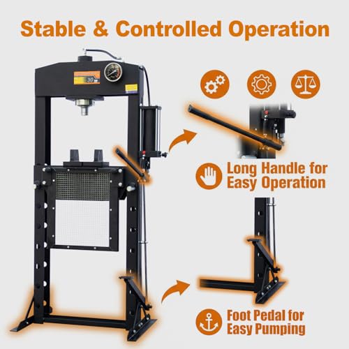 30 Ton H-Frame Hydraulic Shop Press with Floor Press Plates - color: 30T