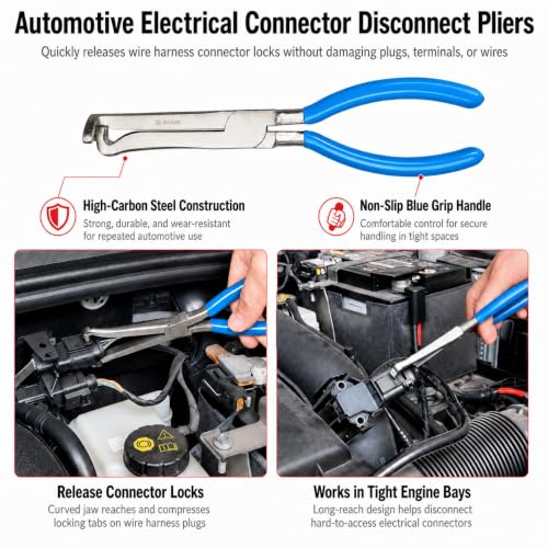 Electrical Disconnect Pliers Set, Fuel Line Disconnect Tool Kit, Automotive Electrical Connector Separator Removal Tool Kit and Hose Clamp Removal Pliers Set,Car Trim Removal Tools