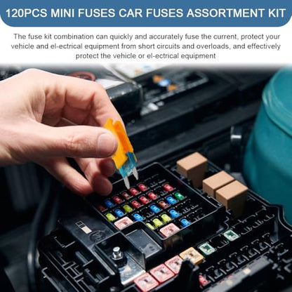 120Pcs Mini Automotive Fuse Kit, APM/ATM Blade Fuses Assortment Kit