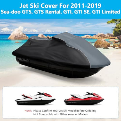 Jet Ski Cover for Sea-Doo GTI/GTI Limited, GTS/Rental 2011-2019 Waterproof - size: For Sea-doo 2011-2019 GTI, GTS