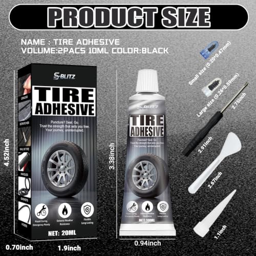 Tire Repair Glue, Tire Repair Nail, Black Rubber Cement Kit, 20ml - color: 20ml