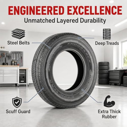 2-Pack Fits Goodyear Endurance All Season Trailer Tire ST225/75R15 Load E